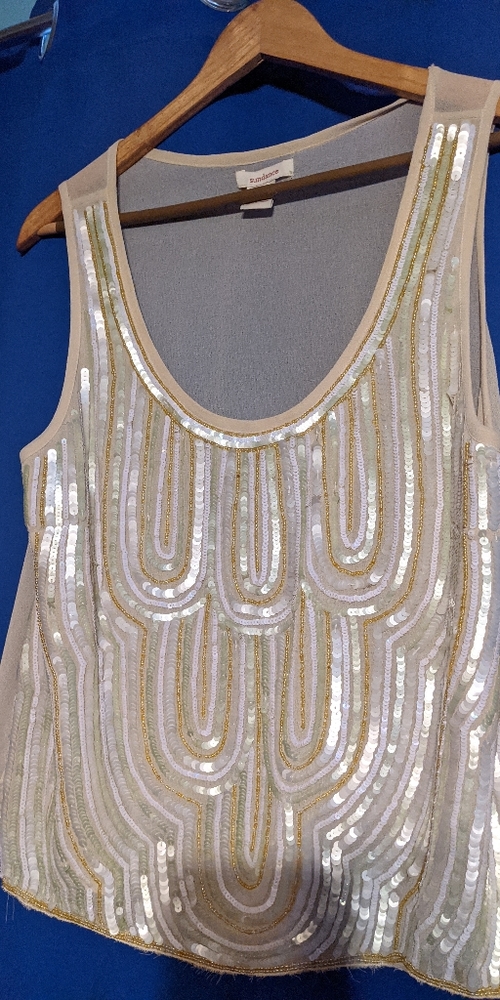 SUNDANCE Sequin beaded vintage inspired top